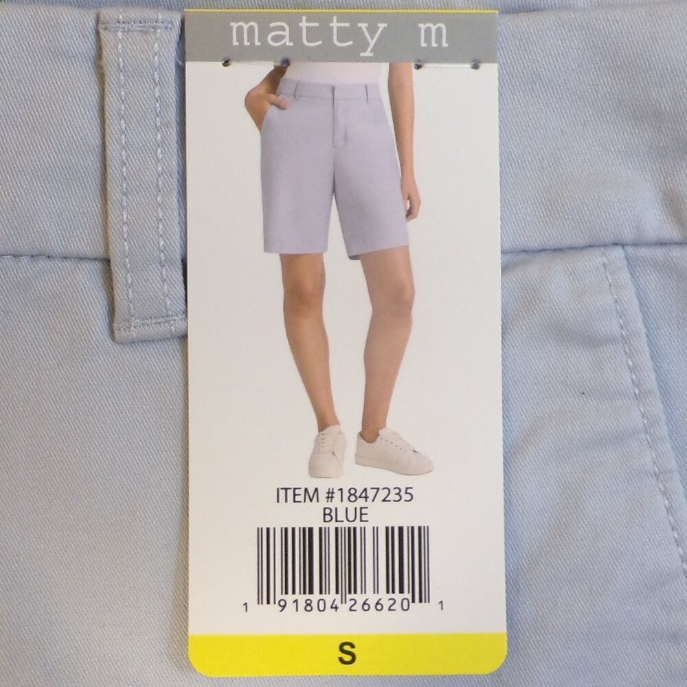 MATTY M 2 NWT Women's Bermuda Shorts Flat Front Blue & Navy Size Small - Picture 4 of 9